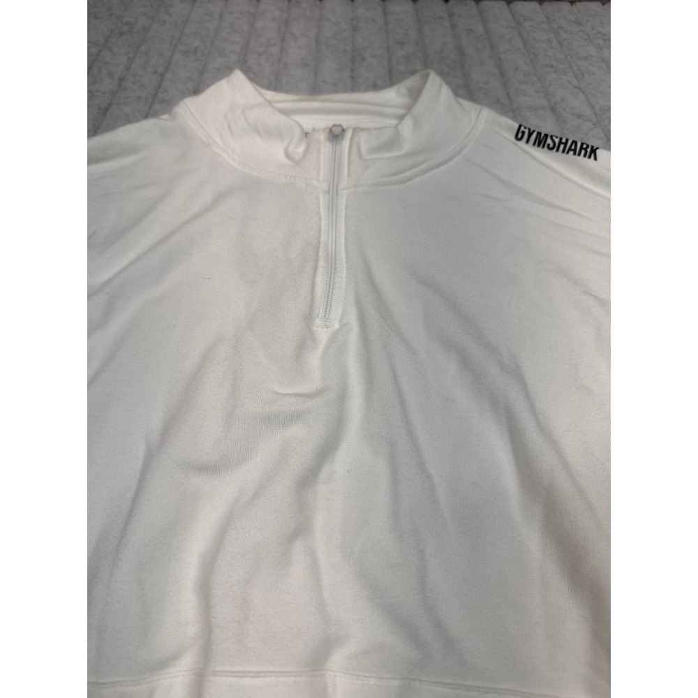 Gymshark Womens White Quarter Zip Pullover Cropped Sweatshirt Size L GLP04159-WH